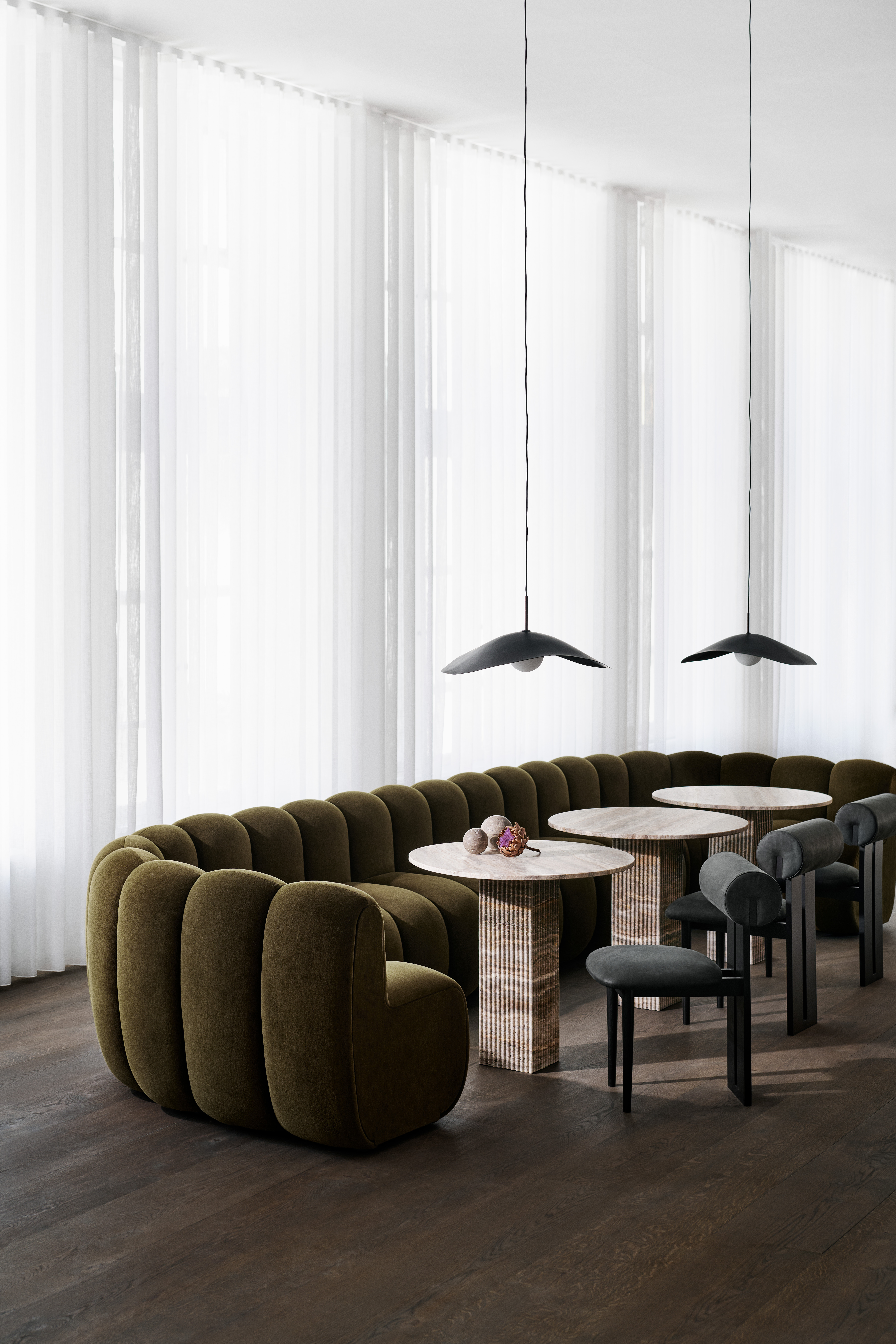 2409 Jagger Dining Sofa Soho Dining Table Hippo Chair Fuji Pendant NORR11 002