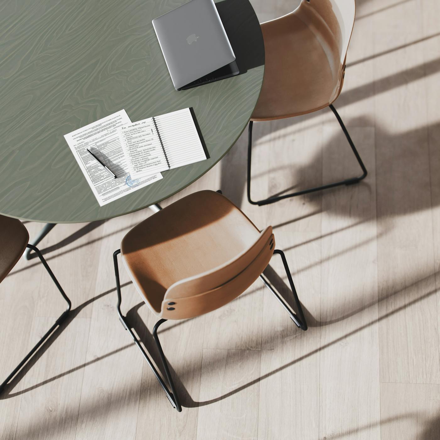 Fora Form Kvart table green slate birchply Con chairs