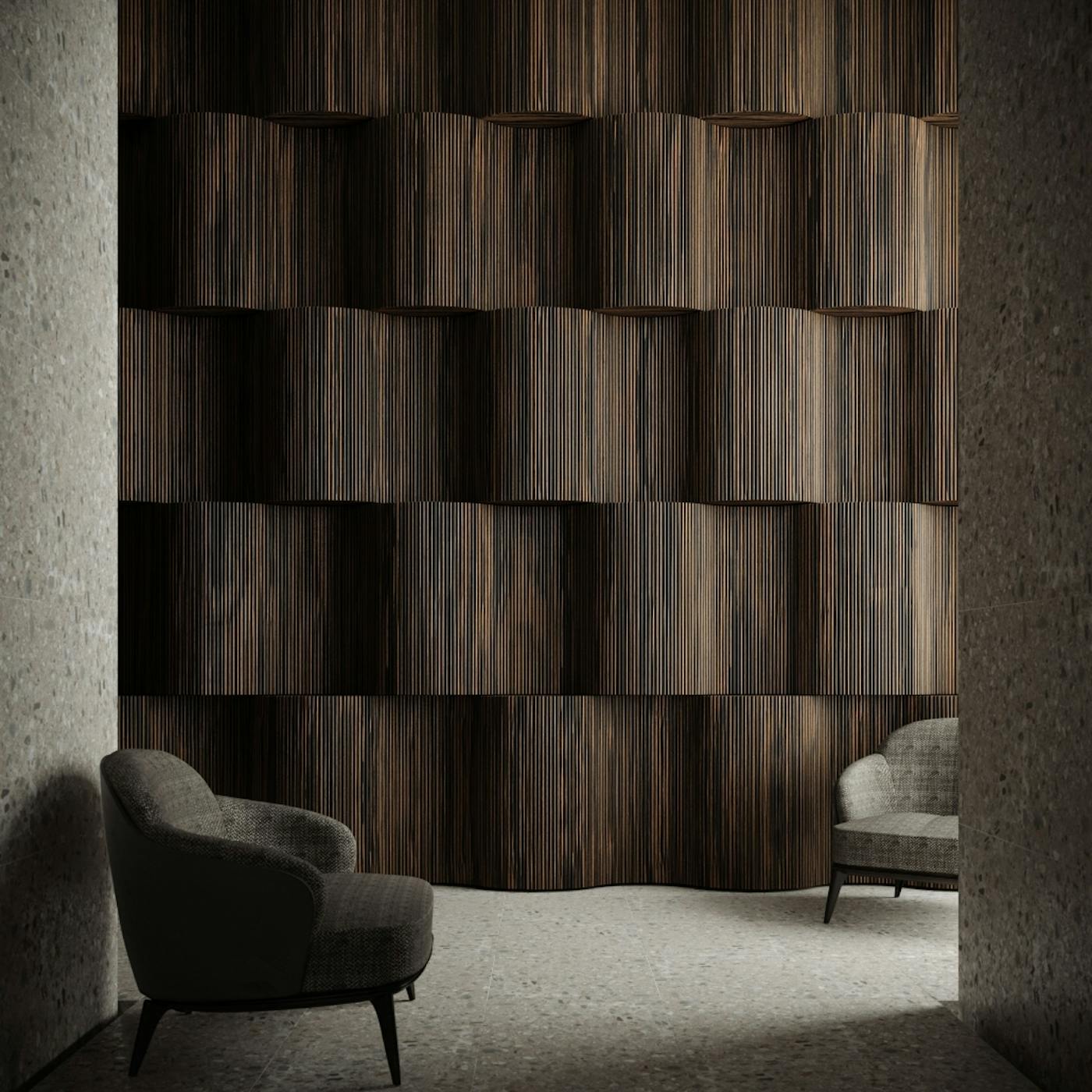 Konzept K 4 Design Bespoke Wood Dekor Panels Tapestry Flexroll Fleksrull Tapet Plater Spiler Tre Bespoke 1