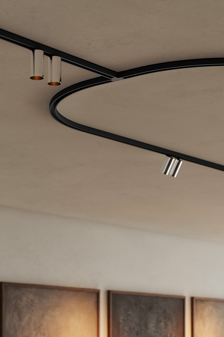 OFFICE PISTA TRACK 48 V SURF CONNECTION T CONNECTION CURVED 90 BLACK STRUC MINUDE TRACK 48 V BLACK CHROME 02