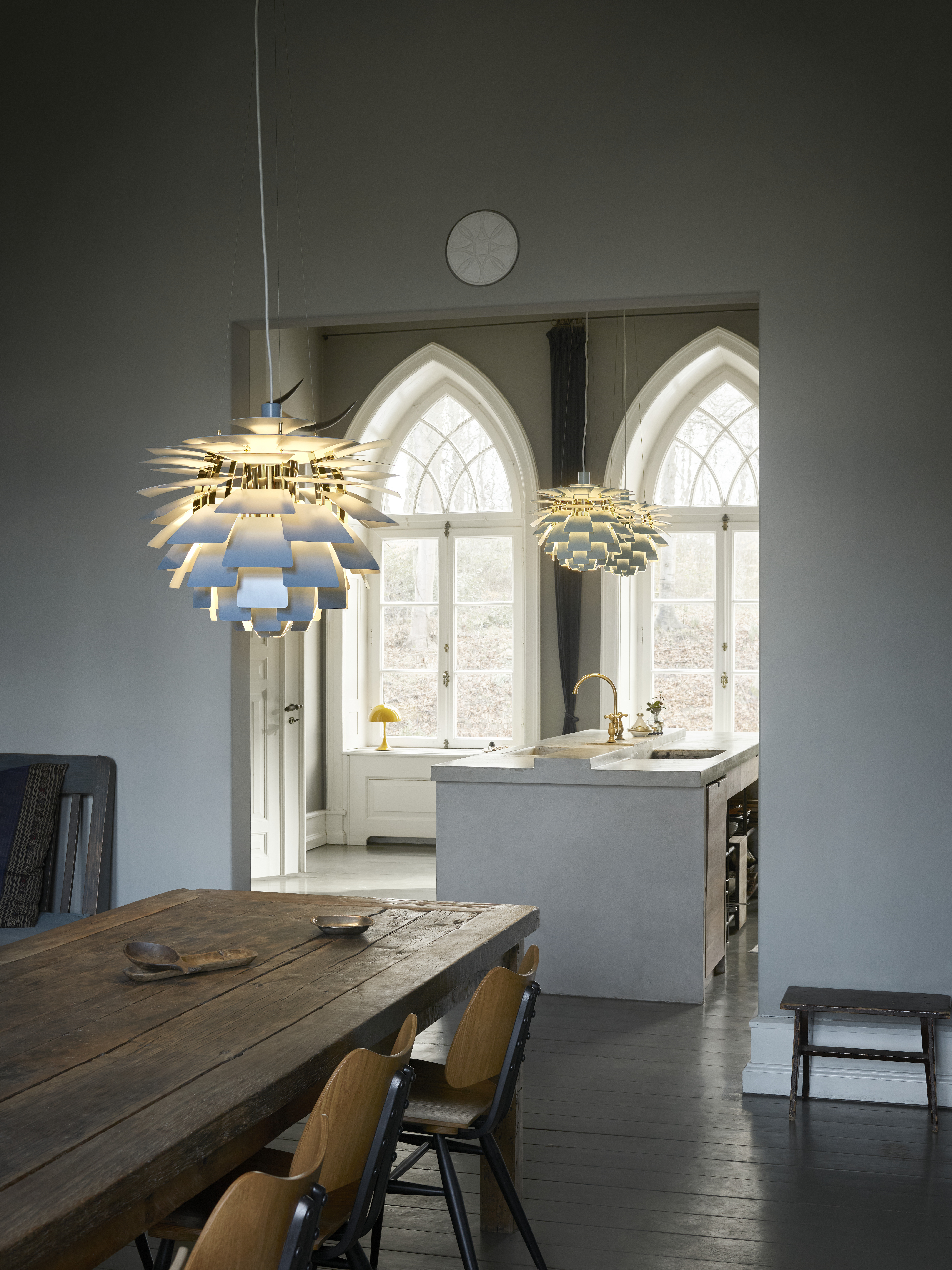 PH Artichoke Pendant Fredericia Dusty Blue Green Brass Kitchen ON
