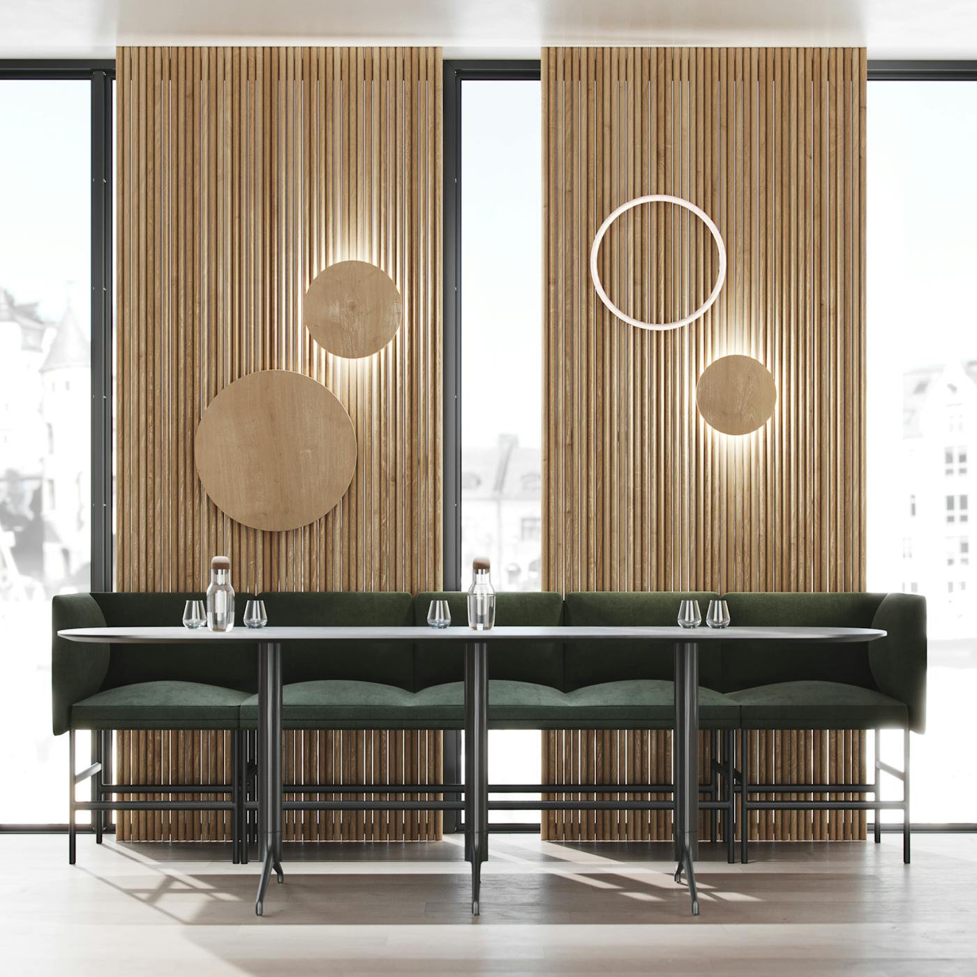 Senso barsofa sammen med et høyt Kvart bord i en restaurant fra Fora Form