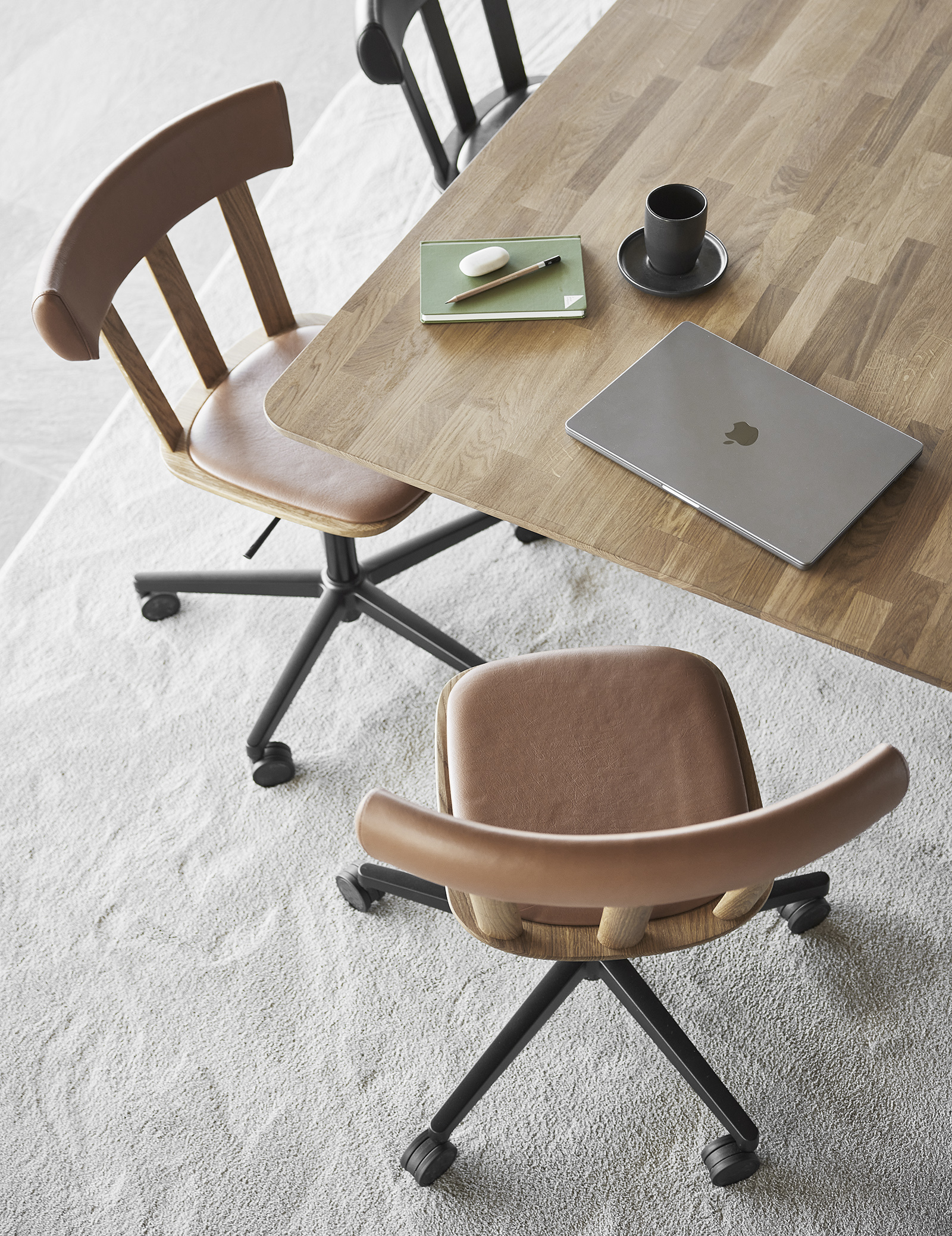 Stolab Alt chair upholstered swivel oak natural oil Alt table oak natural oil 245x110 4